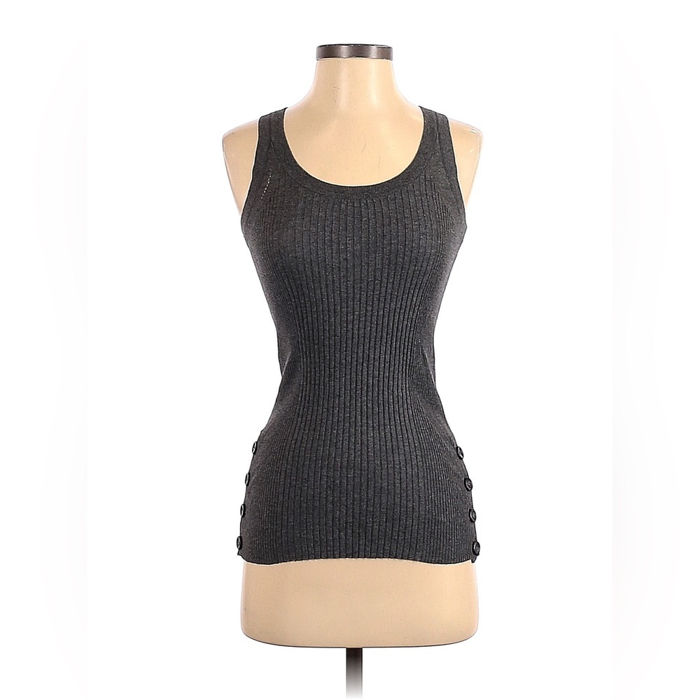 Club Monaco tank top dark grey buttons cotton silk cashmere